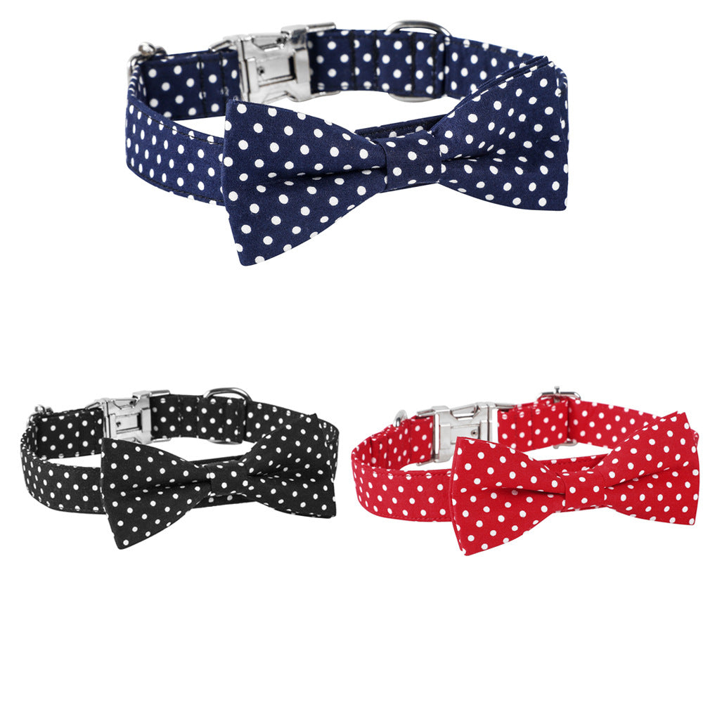 Dot Dog and Cat Collar with Bowtie